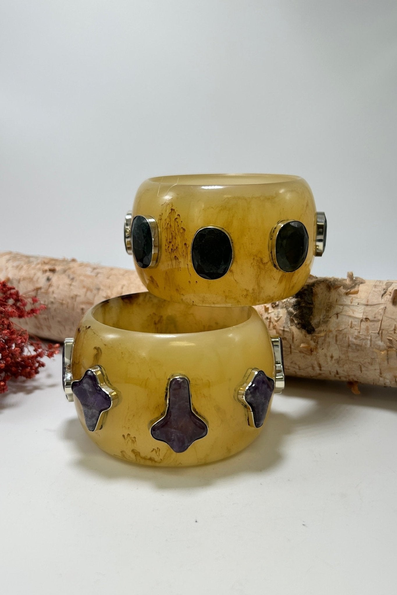 Statement Bangle in Yellow Vintage - ivyandlavyboutique ivyandlavyboutique