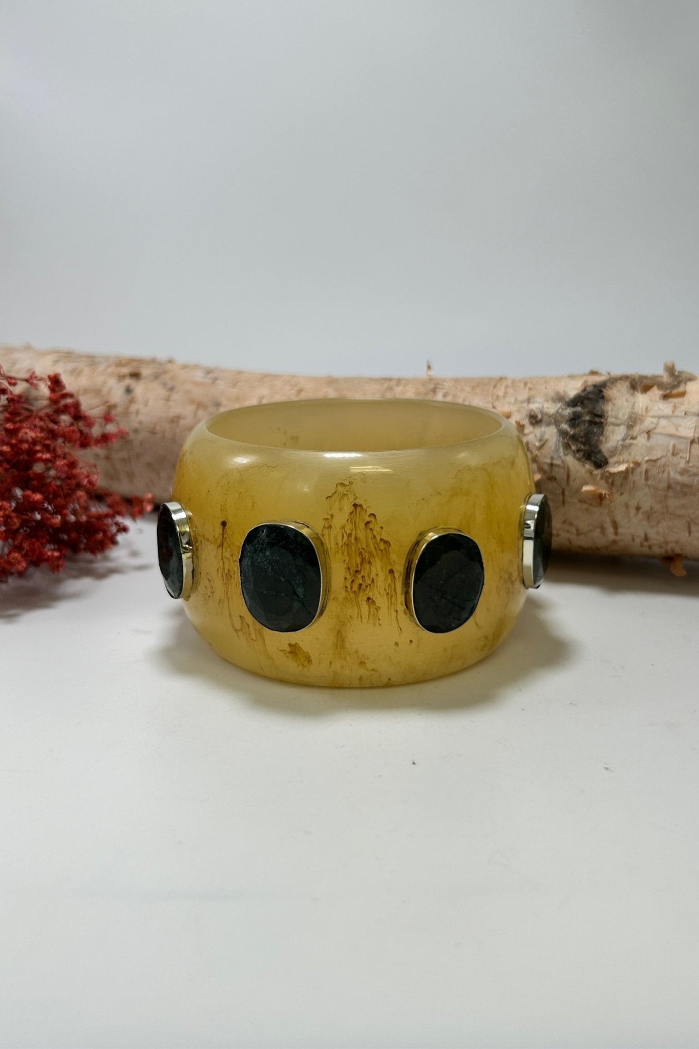 Statement Bangle in Yellow Vintage - ivyandlavyboutique ivyandlavyboutique