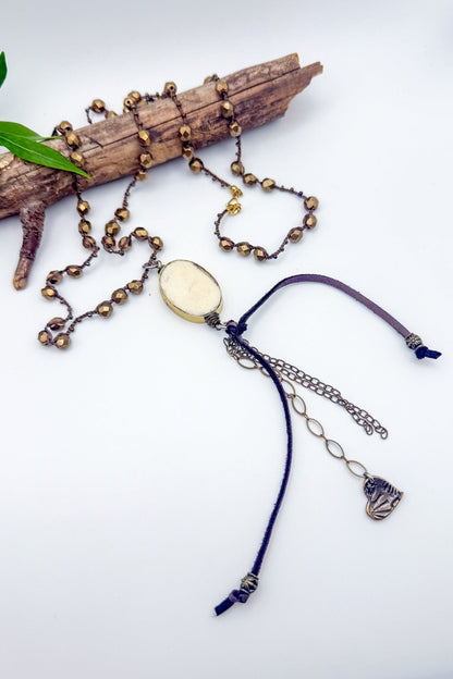 Statement Long Bone Pendant Drop Necklace - ivyandlavyboutique Spirit Lala