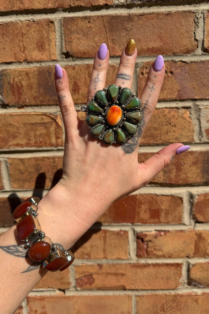 Statement Oval Flower Ring - ivyandlavyboutique ivyandlavyboutique