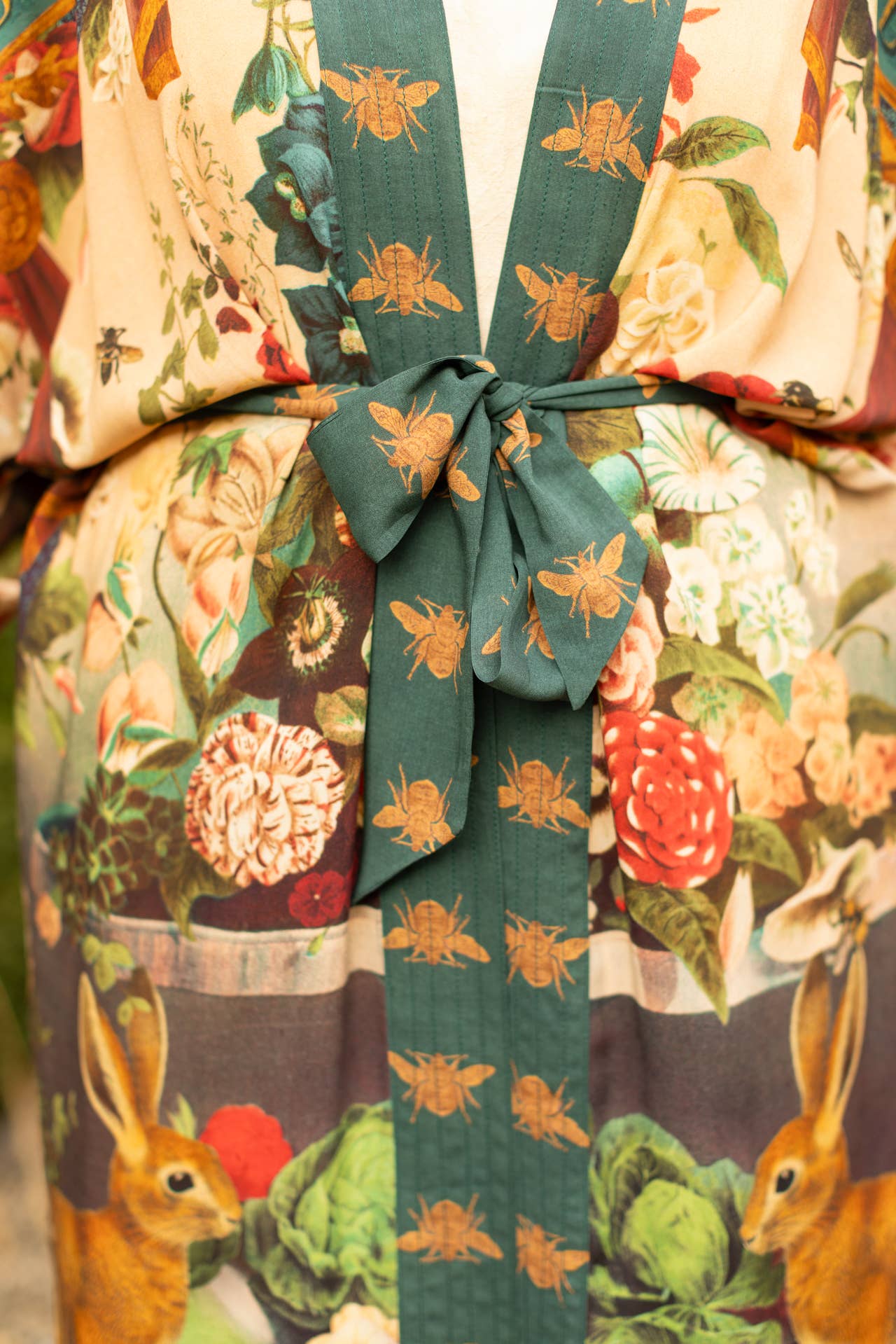 Stay Gold Opera Duster Kimono Robe w/ Rabbits Flowers & Bees - ivyandlavyboutique Market of Stars