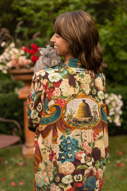Stay Gold Opera Duster Kimono Robe w/ Rabbits Flowers & Bees - ivyandlavyboutique Market of Stars