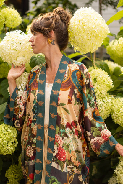 Stay Gold Opera Duster Kimono Robe w/ Rabbits Flowers & Bees - ivyandlavyboutique Market of Stars