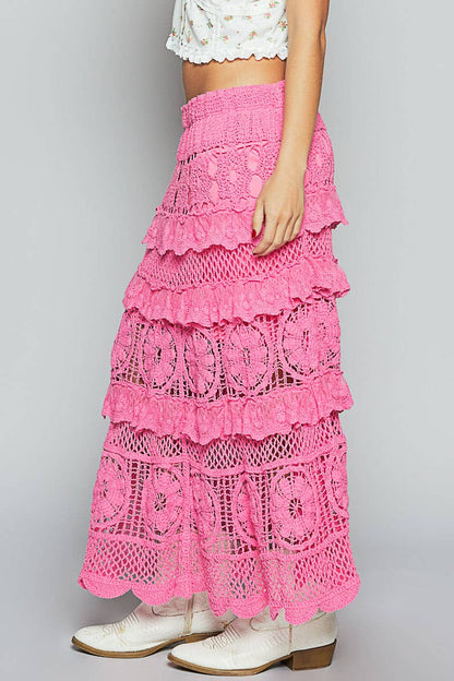 Stella Crochet Lace Ruffle Skirt - ivyandlavyboutique Pol Clothing