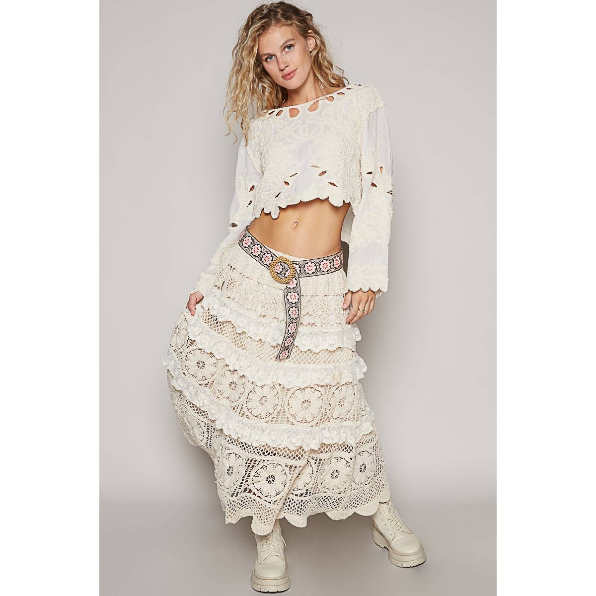 Stella Crochet Lace Ruffle Skirt - ivyandlavyboutique Pol Clothing