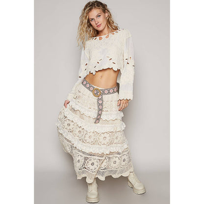 Stella Crochet Lace Ruffle Skirt - ivyandlavyboutique Pol Clothing