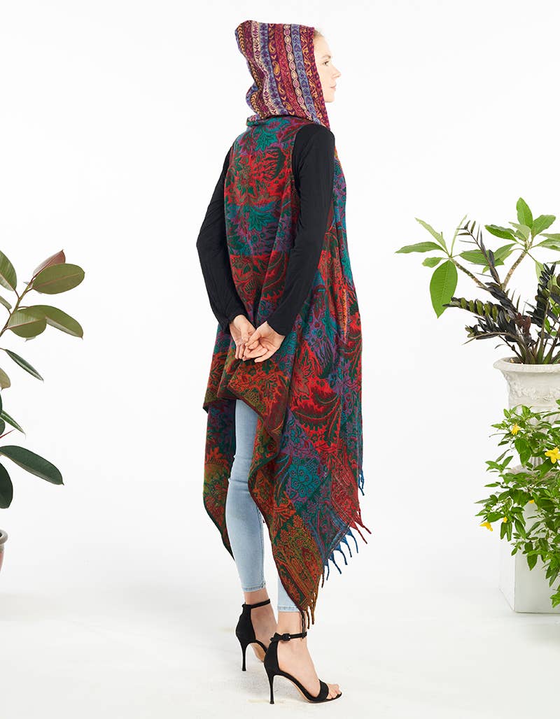 Stella Maye Long Drape Vest w/ Hood - ivyandlavyboutique Kathmandu Imports