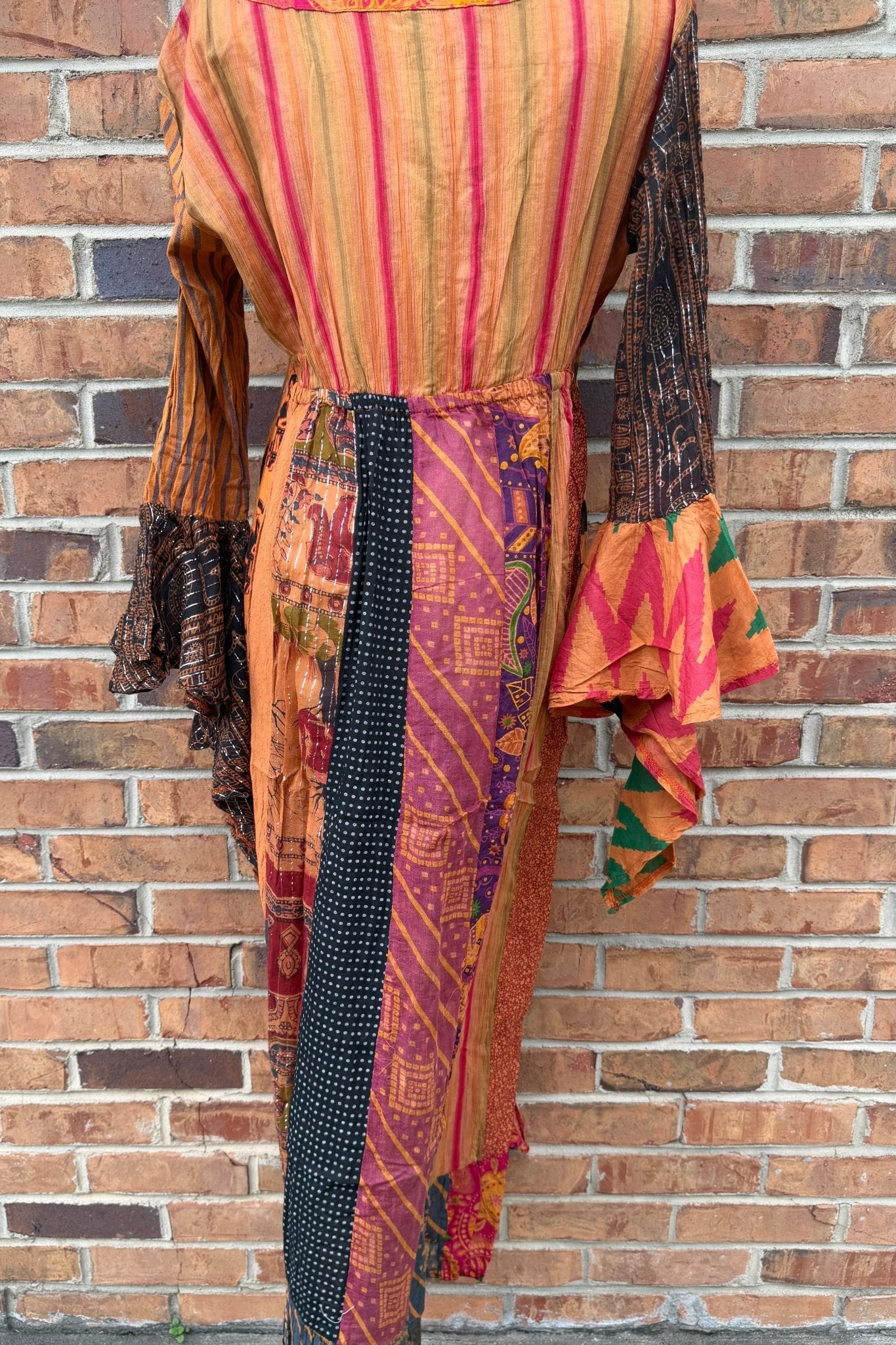 Stevie Nicks Bell Sleeve Button Front Kimono Top in Orange - ivyandlavyboutique Kathmandu Imports