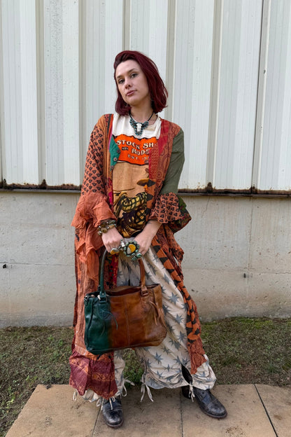 Stevie Nicks Bell Sleeve Button Front Kimono Top - ivyandlavyboutique Kathmandu Imports