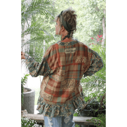 Stormy Skies Patched Boho Top - ivyandlavyboutique Jaded Gypsy