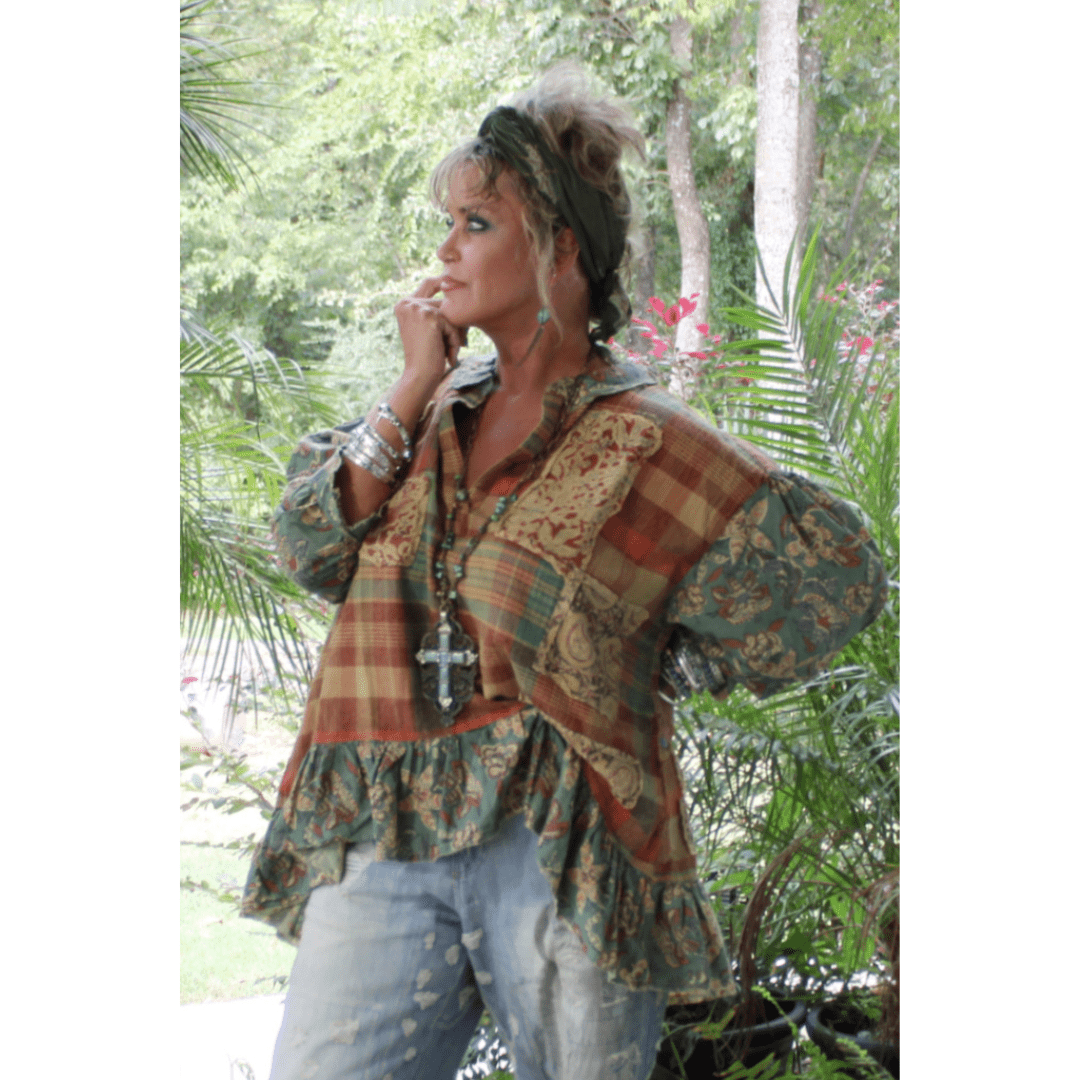 Stormy Skies Patched Boho Top - ivyandlavyboutique Jaded Gypsy