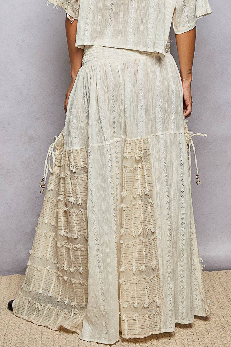 Summer Boho Ruffle Contrast Shell Trim Wide Leg Pants - ivyandlavyboutique Pol Clothing