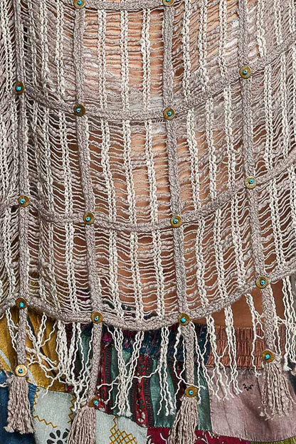 Summer Breeze Boho Tassel Rivet Accent Round Neck Short Sleeve - ivyandlavyboutique Pol Clothing