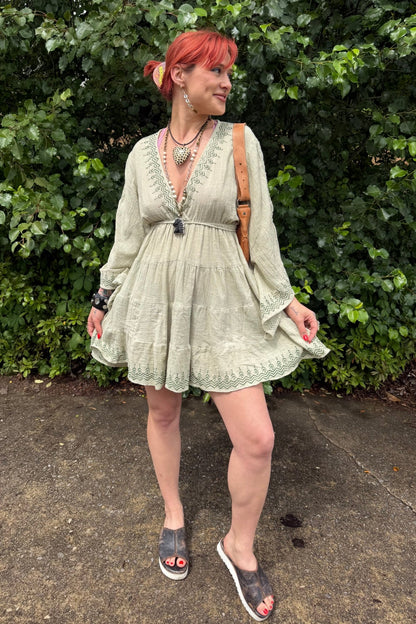 Summer Dreams Cotton Block Print Short Dress - ivyandlavyboutique Karma Highway