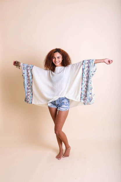 Summer Night Embroidered Sleeve Kimono - ivyandlavyboutique Leto Accessories