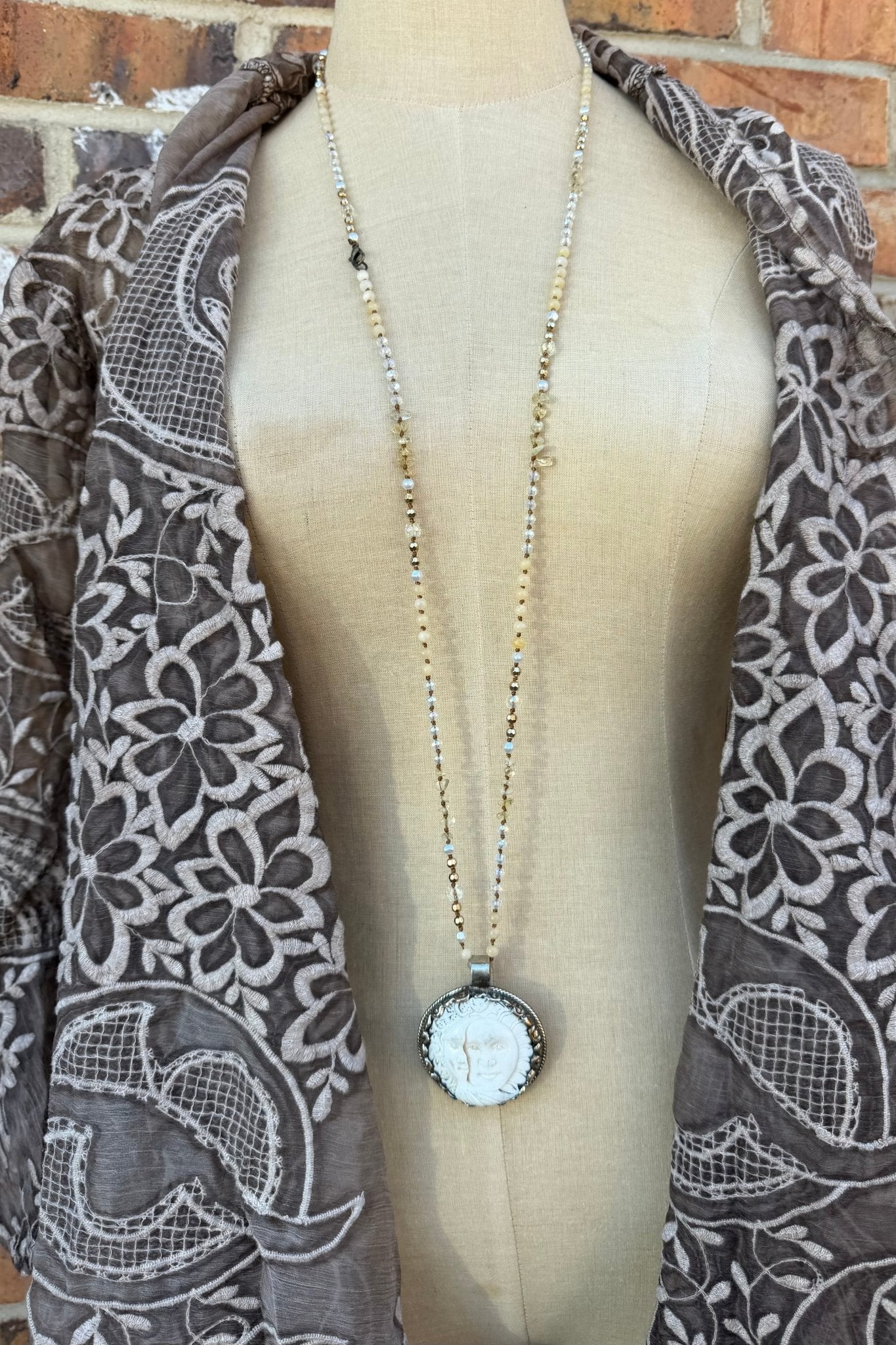 Sun & Moon Long Gemstone Necklace - ivyandlavyboutique ivyandlavyboutique