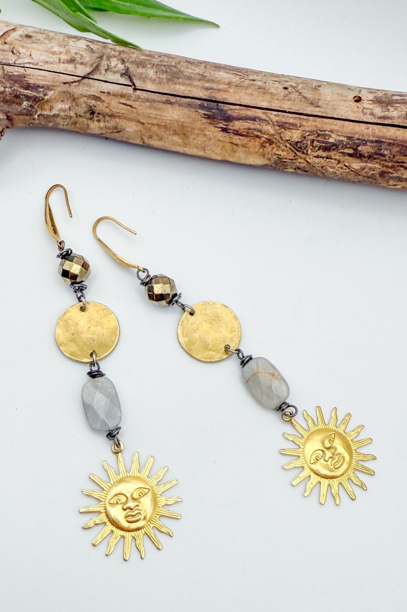 Sun & Moonstone Drop Earrings - ivyandlavyboutique Spirit Lala