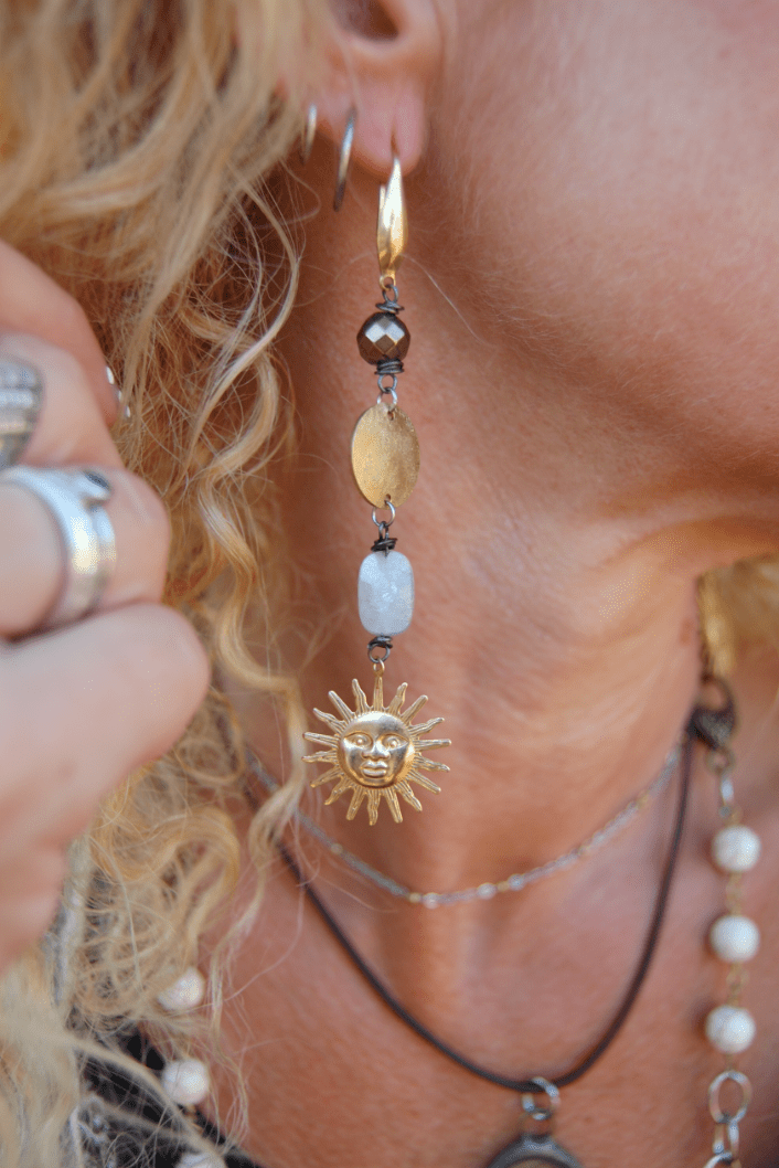 Sun & Moonstone Drop Earrings - ivyandlavyboutique Spirit Lala
