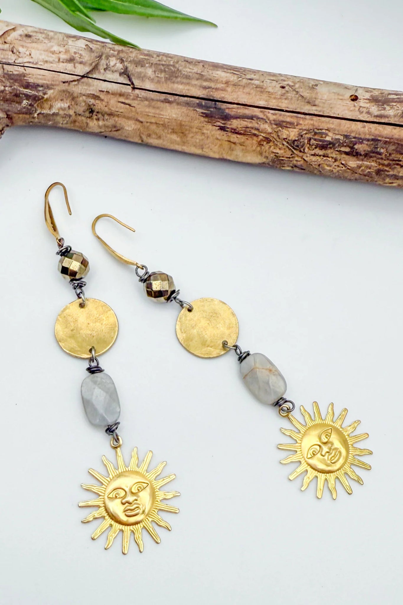 Sun & Moonstone Drop Earrings - ivyandlavyboutique ivyandlavyboutique