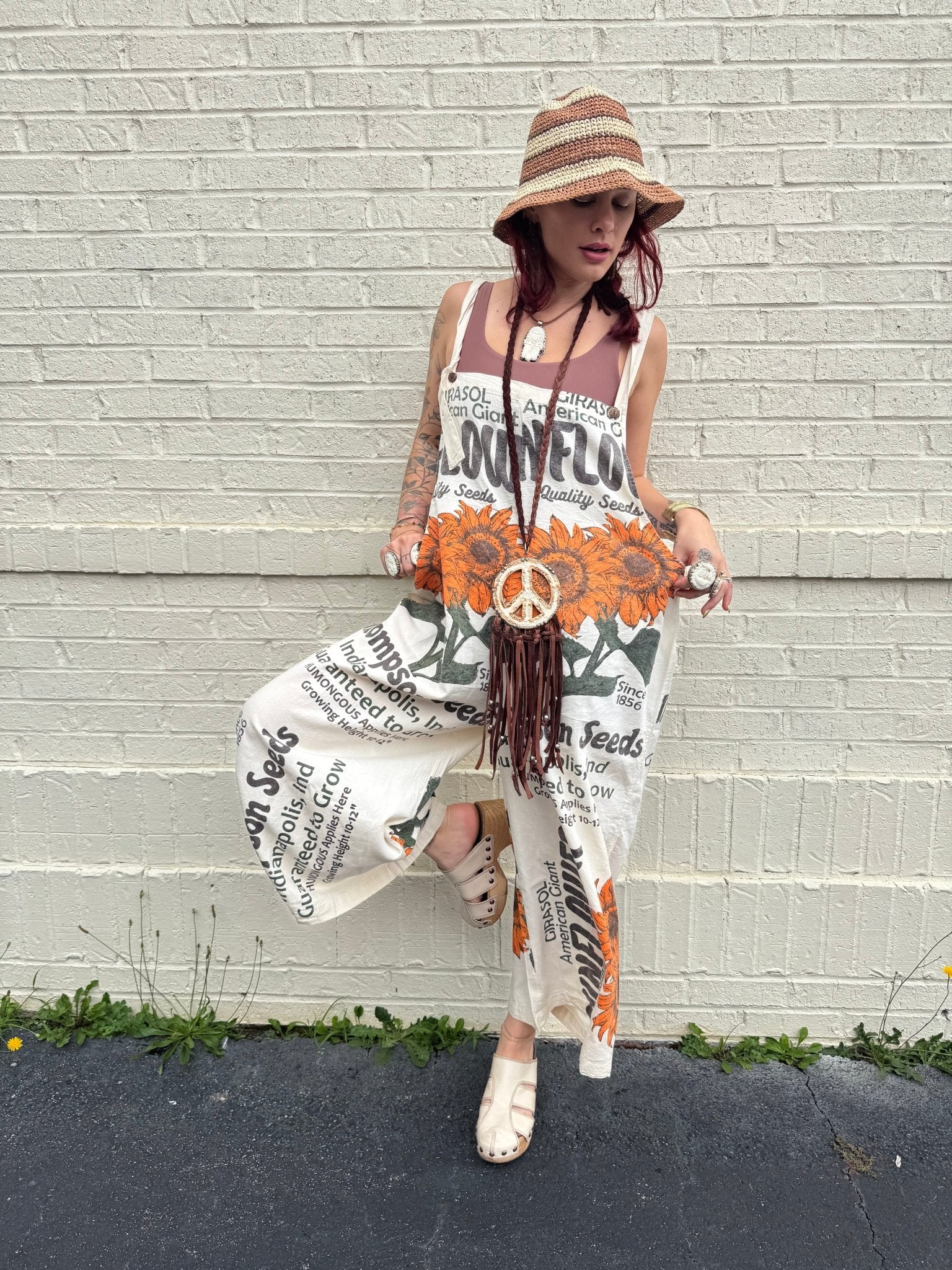 Sunflower Jumpsuit Flour Sack - ivyandlavyboutique Kathmandu Imports