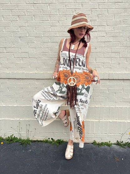 Sunflower Jumpsuit Flour Sack - ivyandlavyboutique Kathmandu Imports