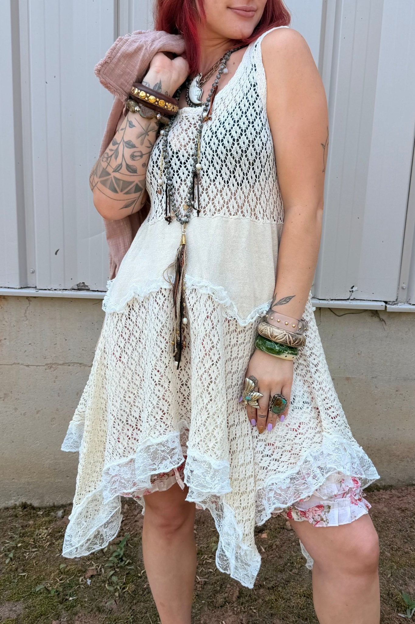 SweetDreams Fitted Cotton Weaving Ruffle Dress - ivyandlavyboutique Pol Clothing