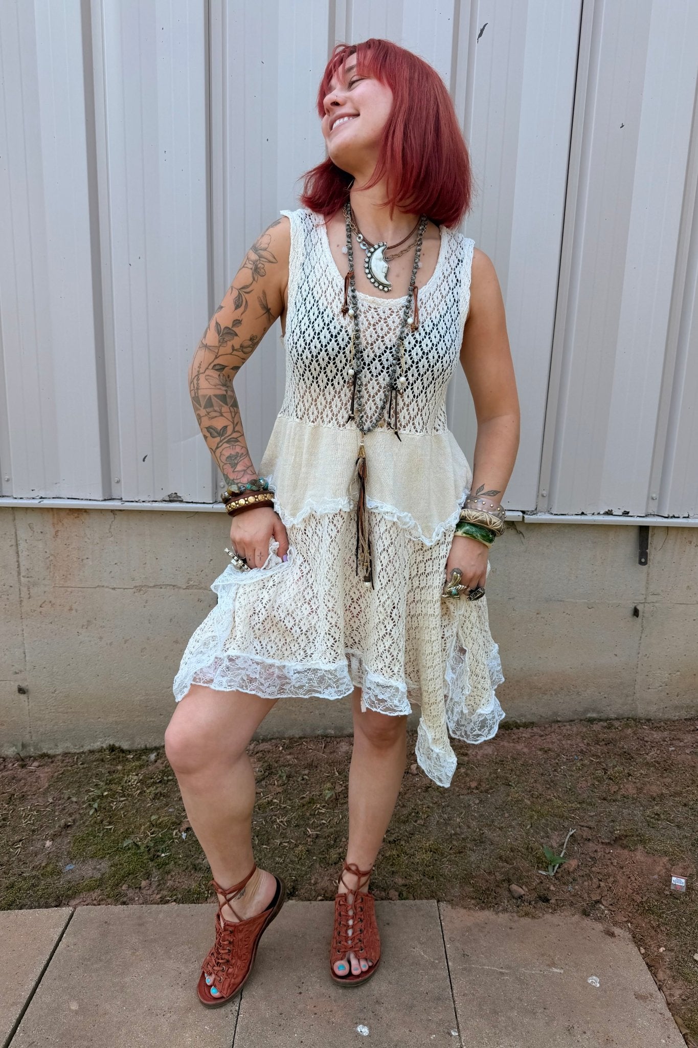 SweetDreams Fitted Cotton Weaving Ruffle Dress - ivyandlavyboutique Pol Clothing