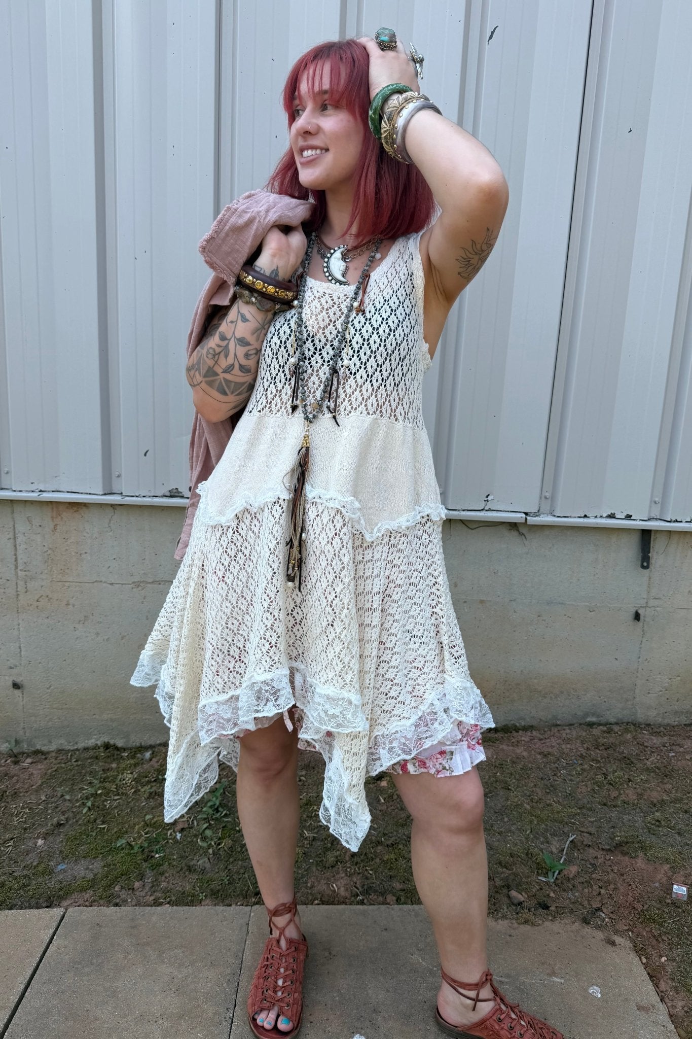 SweetDreams Fitted Cotton Weaving Ruffle Dress - ivyandlavyboutique Pol Clothing