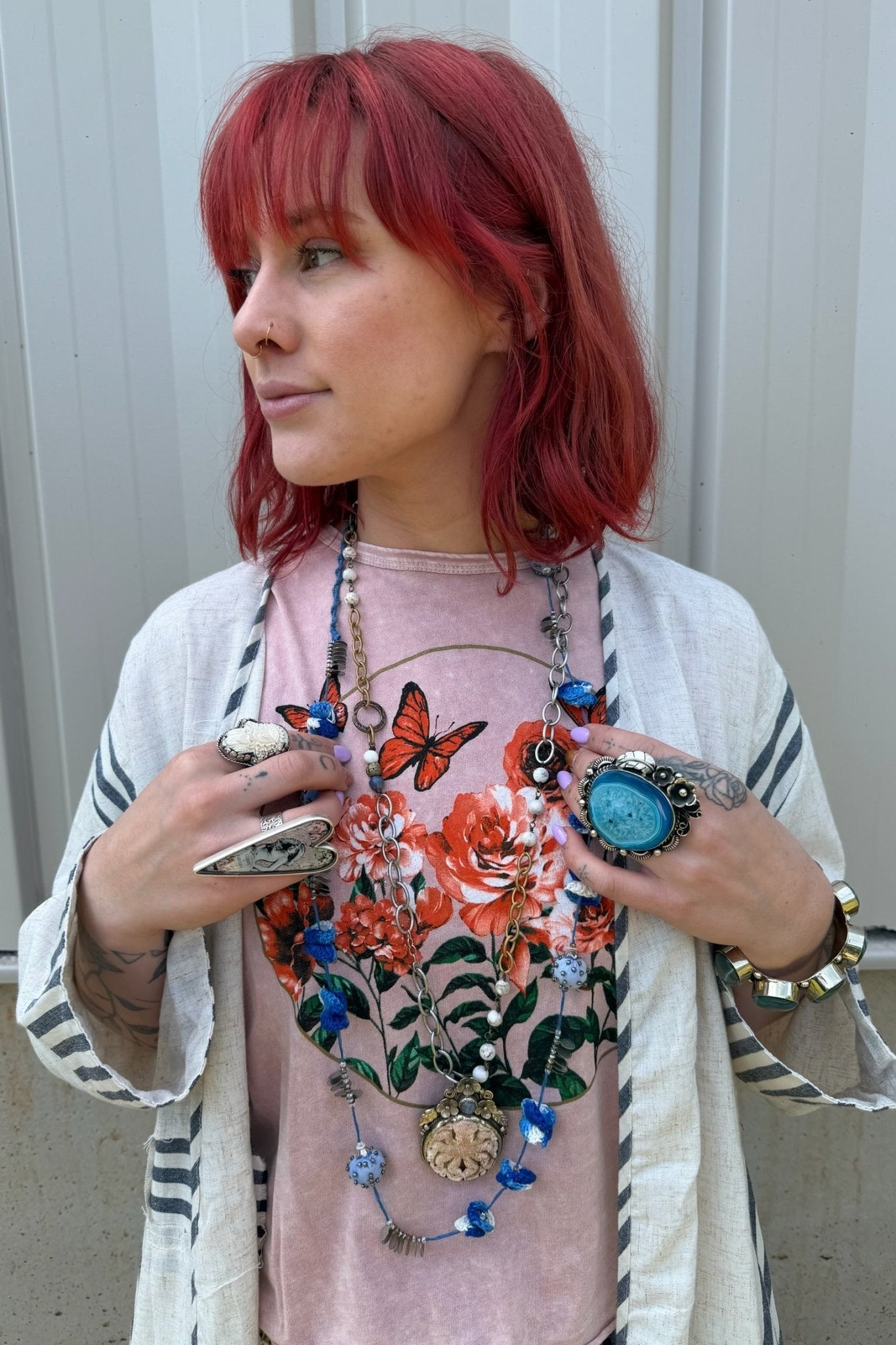 Swing Tee Butterflies & Roses - ivyandlavyboutique Caution to the wind