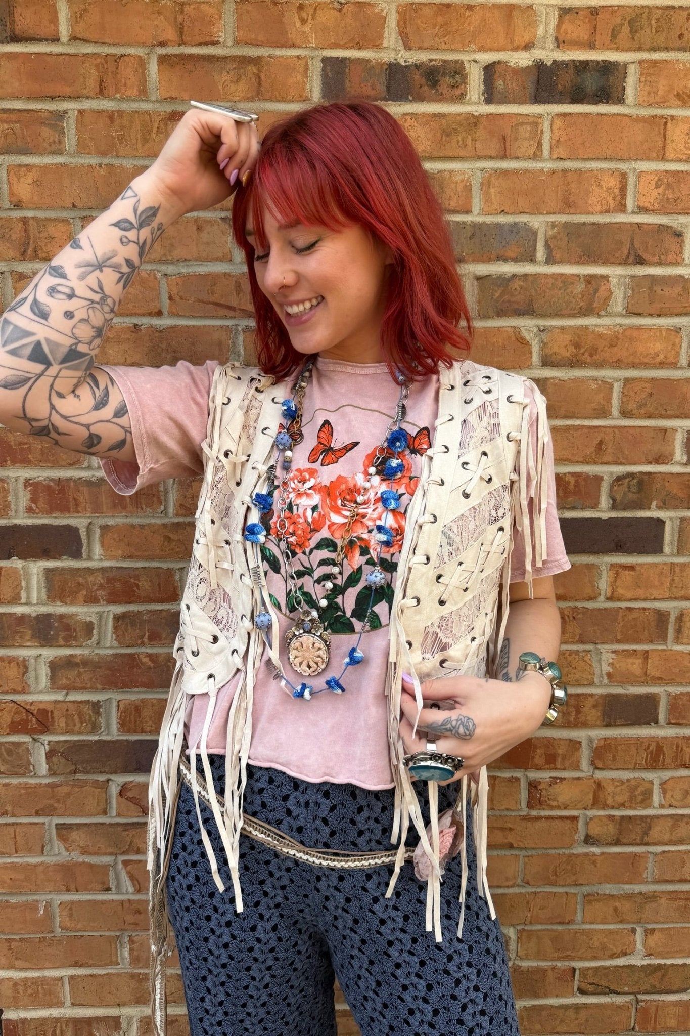 Swing Tee Butterflies & Roses - ivyandlavyboutique Caution to the wind