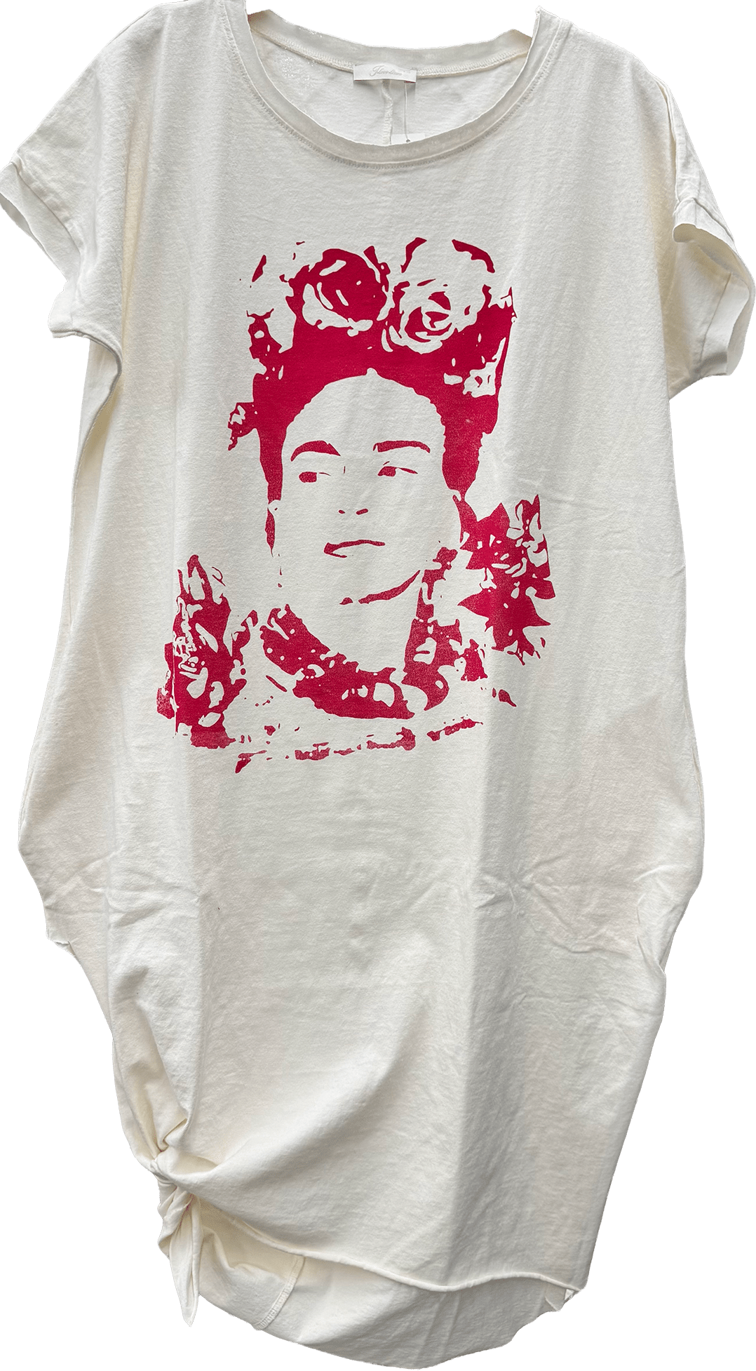 T-Shirt Dress with Frida Kahlo Graphic - ivyandlavyboutique LeParisPetit by I Love Linen