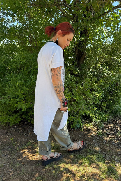 T-Shirt Dress with Kitschy Meow Smoking Cat - ivyandlavyboutique LeParisPetit by I Love Linen