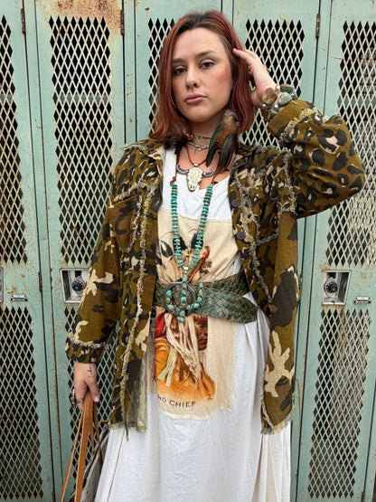 T-Shirt Dress with Patchwork of Indian Chief - ivyandlavyboutique LeParisPetit by I Love Linen