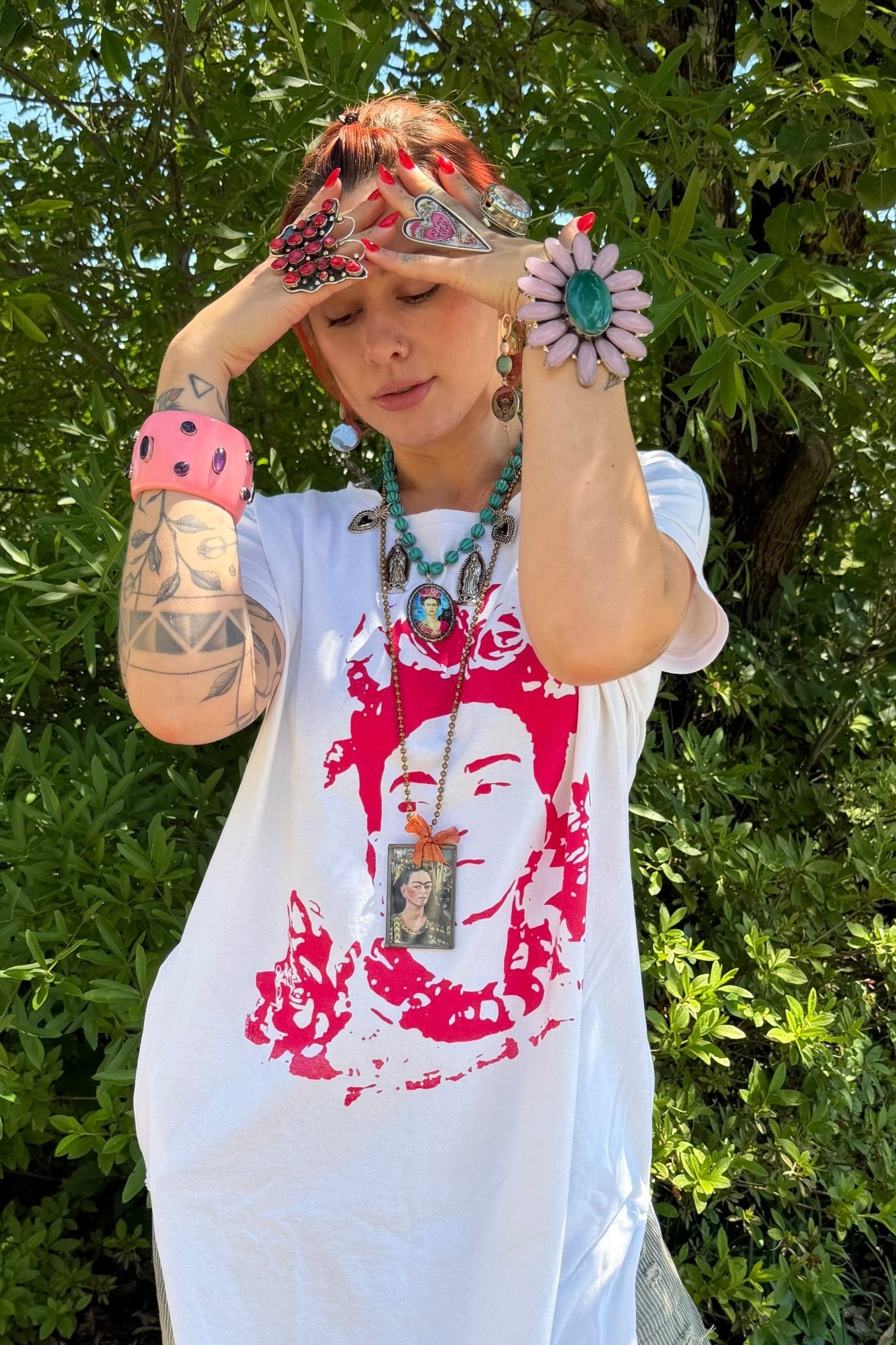 T-Shirt Tunic with Frida Kahlo Graphic - ivyandlavyboutique LeParisPetit by I Love Linen
