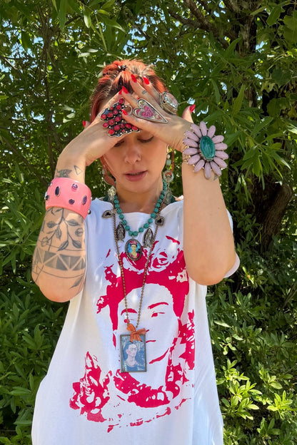 T-Shirt Tunic with Frida Kahlo Graphic - ivyandlavyboutique LeParisPetit by I Love Linen