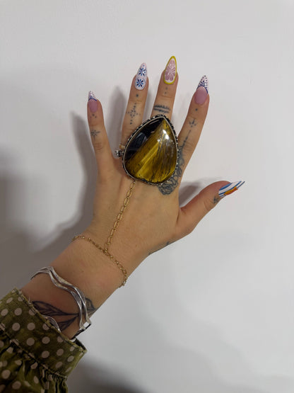 Take A Walk Heart in Tigers Eye Ring - ivyandlavyboutique ivyandlavyboutique