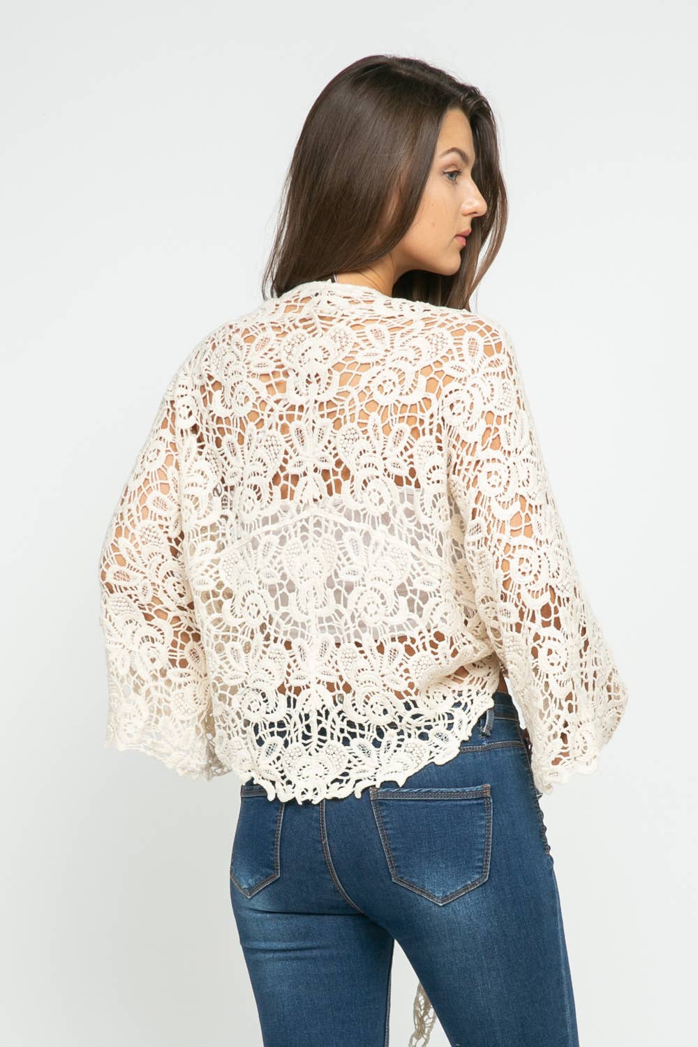 Talita Crochet Natural Kimono Wrap - ivyandlavyboutique Raj Trading & Imports (USA) Inc.
