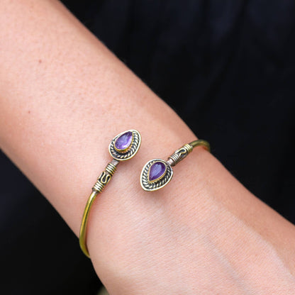 Tanvi Collection Bangle Bracelet - Gold with Amethyst - ivyandlavyboutique Anju Jewelry