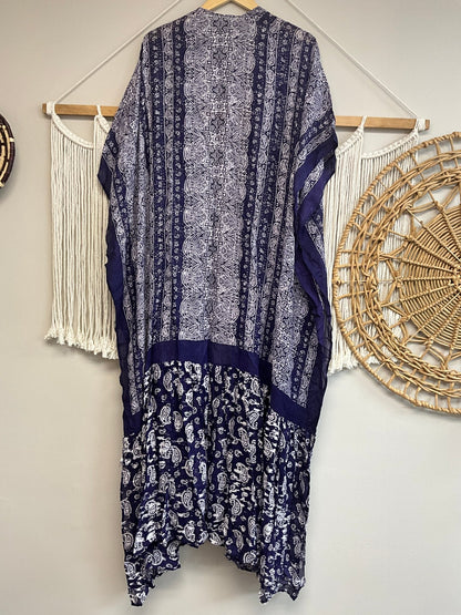 Tapestry Kimono Blue full length SALE - ivyandlavyboutique ivyandlavyboutique