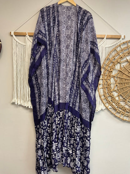 Tapestry Kimono Blue full length SALE - ivyandlavyboutique ivyandlavyboutique