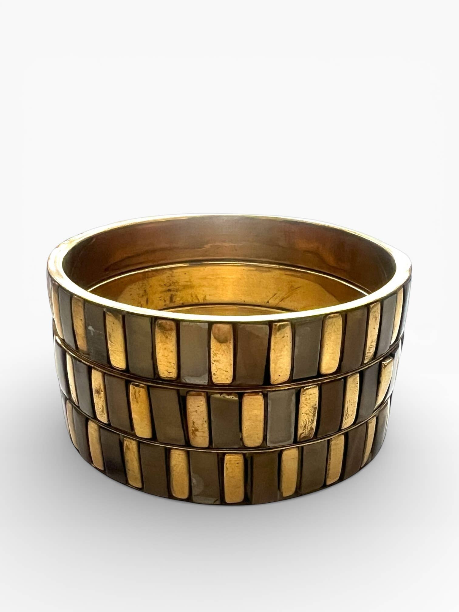 Taupe Horn set in brass bangles - ivyandlavyboutique Erik & Mike