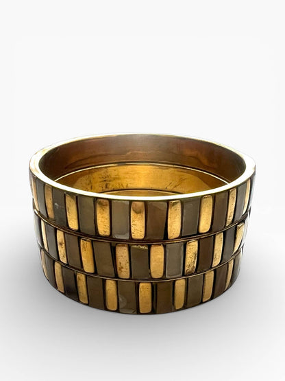 Taupe Horn set in brass bangles - ivyandlavyboutique Erik & Mike