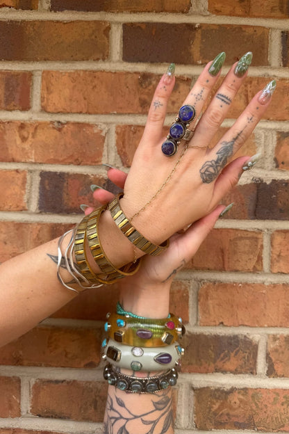 Taupe Horn set in brass bangles - ivyandlavyboutique Erik & Mike