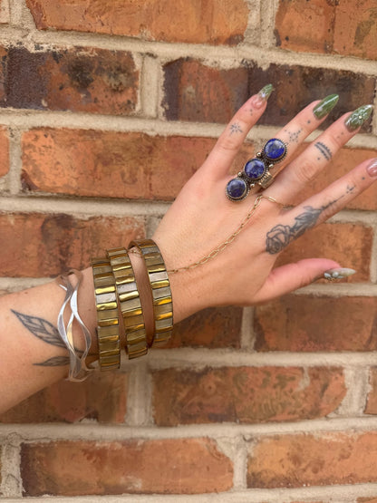 Taupe Horn set in brass bangles - ivyandlavyboutique Erik & Mike