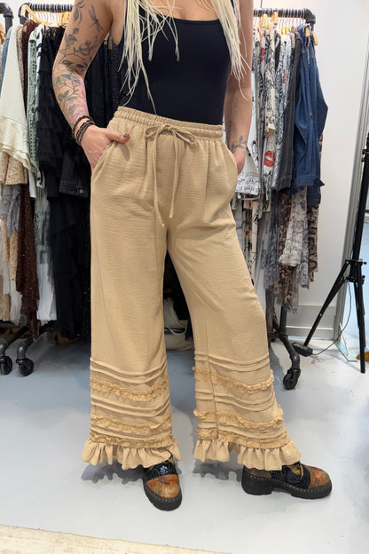 Taupe Pant - ivyandlavyboutique Origami Apparel ~ Lace and Crochet inspired