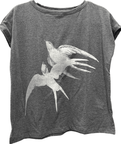 Tee with Sparrow Print in Three Colors: White - ivyandlavyboutique LeParisPetit by I Love Linen