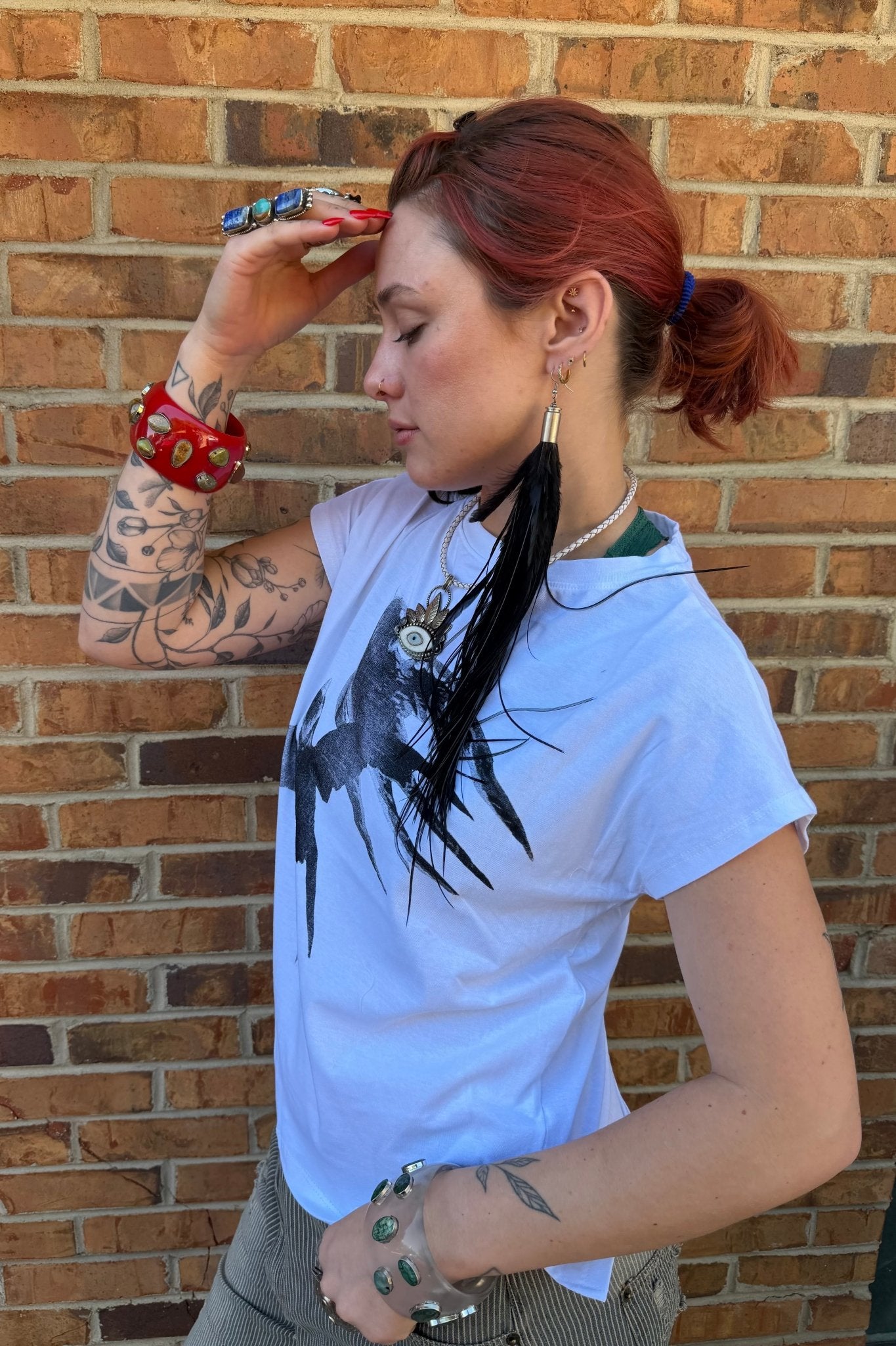 Tee with Sparrow Print in Three Colors: White - ivyandlavyboutique LeParisPetit by I Love Linen