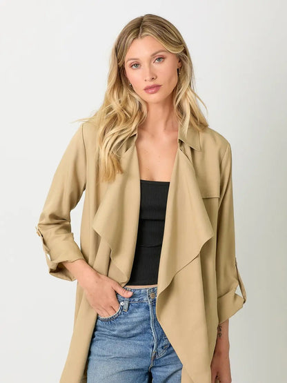 Tencel Open Trench Coat - ivyandlavyboutique Mystree