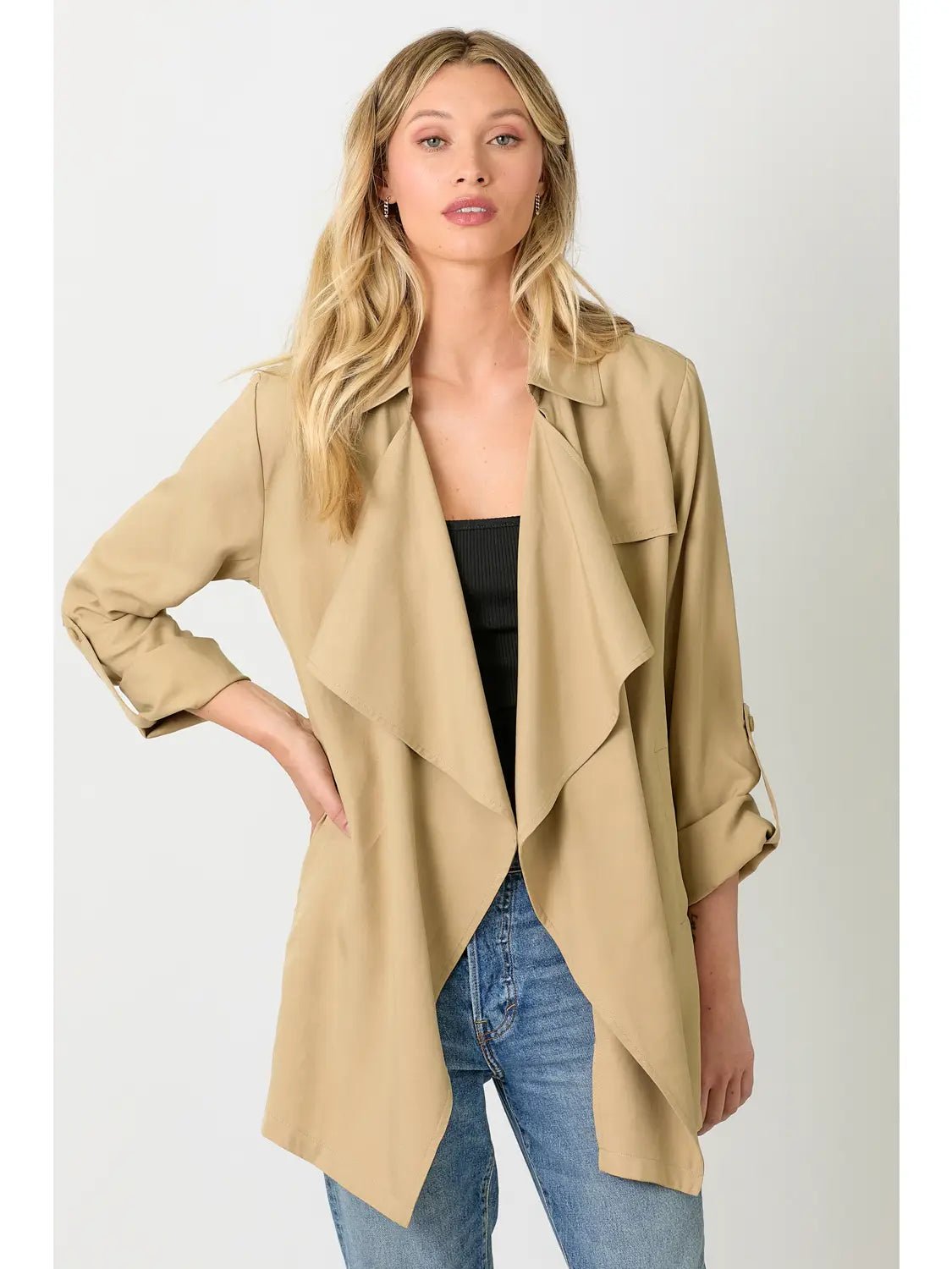 Tencel Open Trench Coat - ivyandlavyboutique Mystree