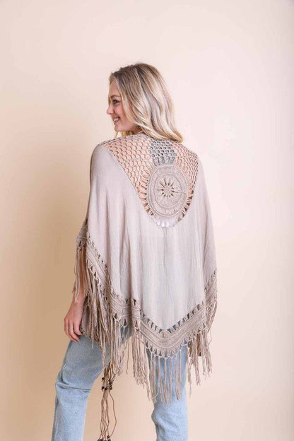 The Brenda Crochet Medallion Tassel Kimono - ivyandlavyboutique Leto Accessories